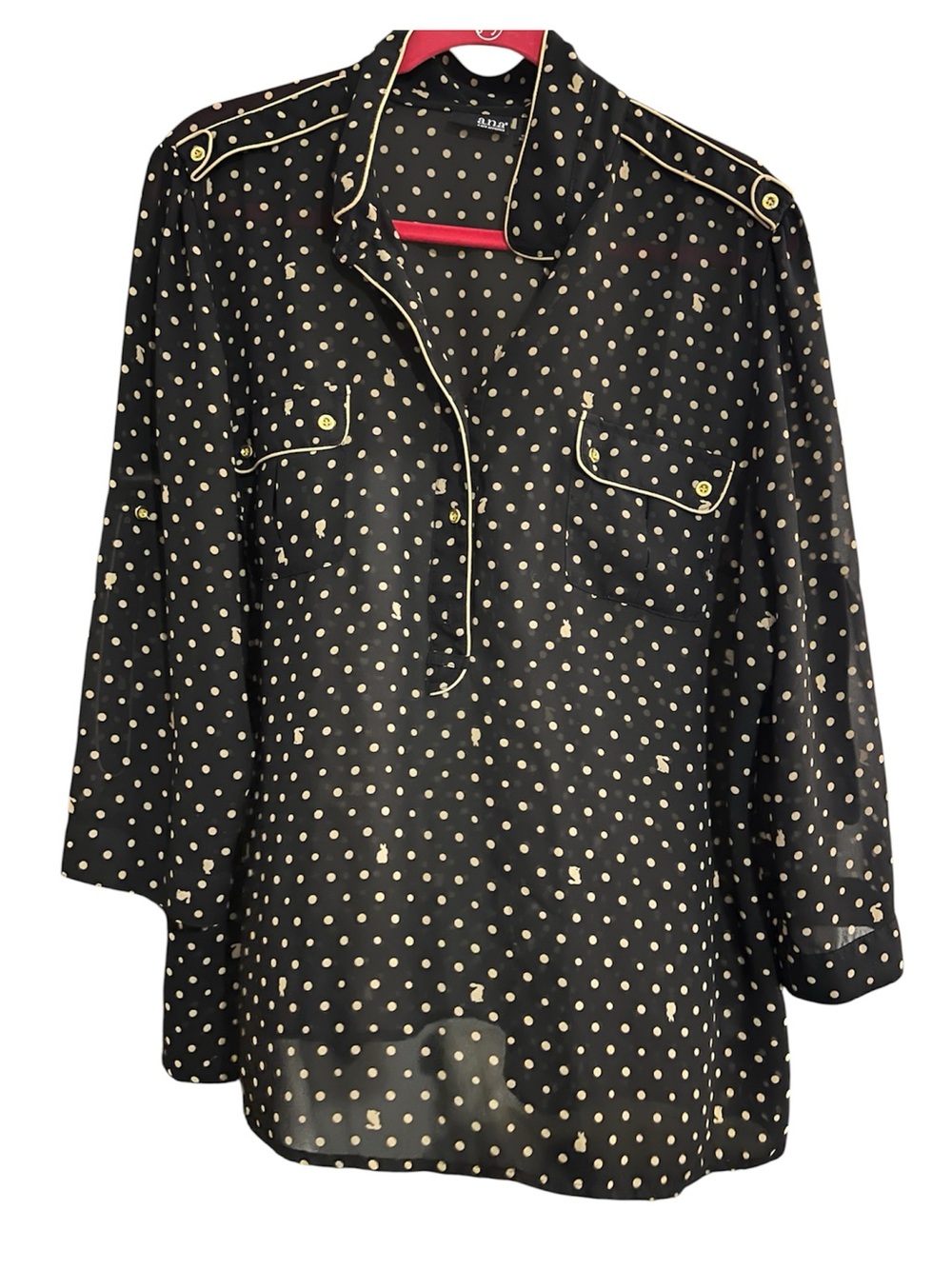 Black & gold polka dots LONG SLEEVE BLOUSE/TUNIC